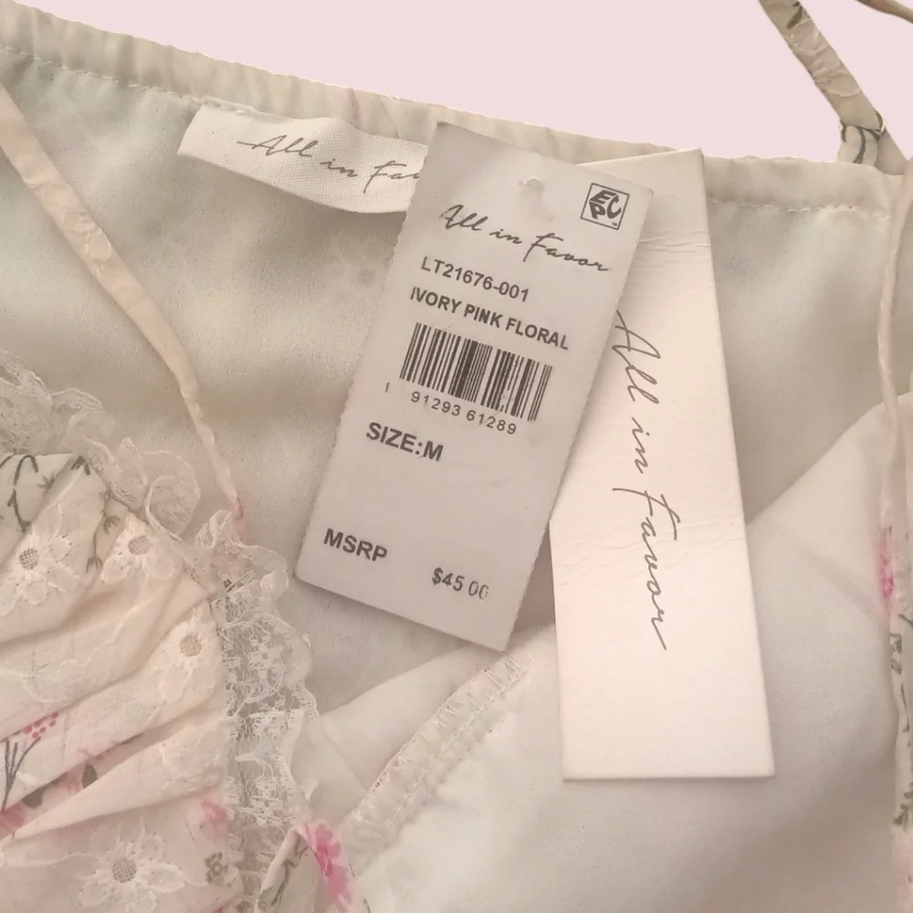 Nordstrom All in Favor Floral Bustier Cami in Ivory Pink Floral M - Picture 7 of 7